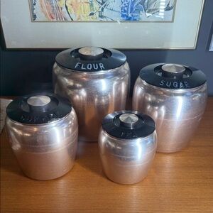 vintage Kromex spun aluminum canister set mcm mid century modern